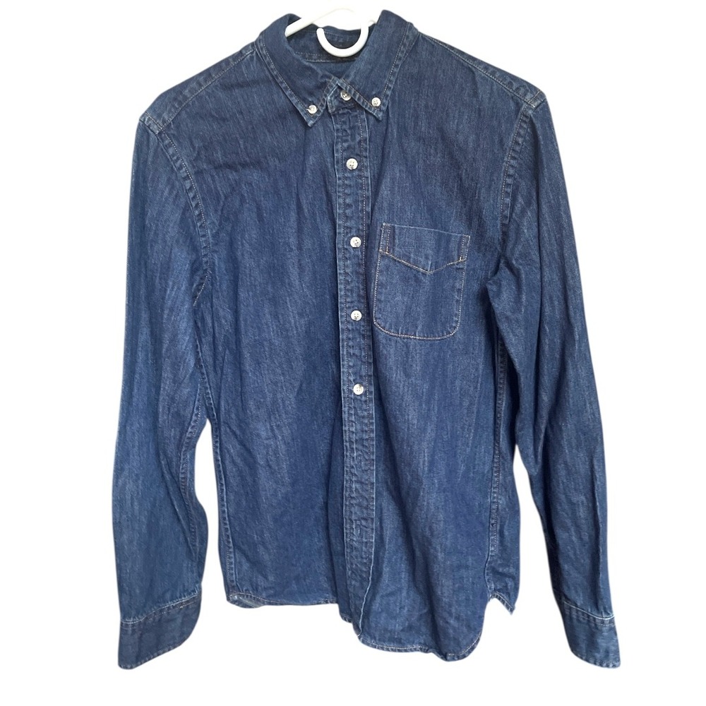 J. Crew Cotton Denim Dark Wash Button Down Shirt M